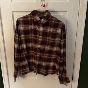 Abercrombie & Fitch Plaid Cropped Shirt - Red  and White